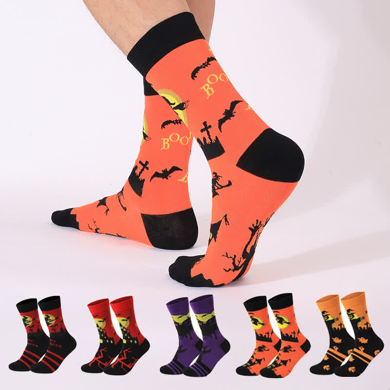 Chaussettes longues grande taille de la série Halloween Night (5 paires) - image 1