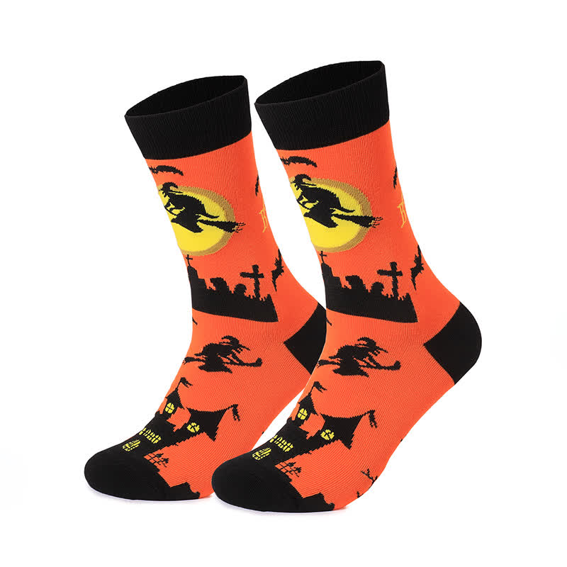 Chaussettes longues grande taille de la série Halloween Night (5 paires) - Orange - EU37-46 (US4-12) - image 10