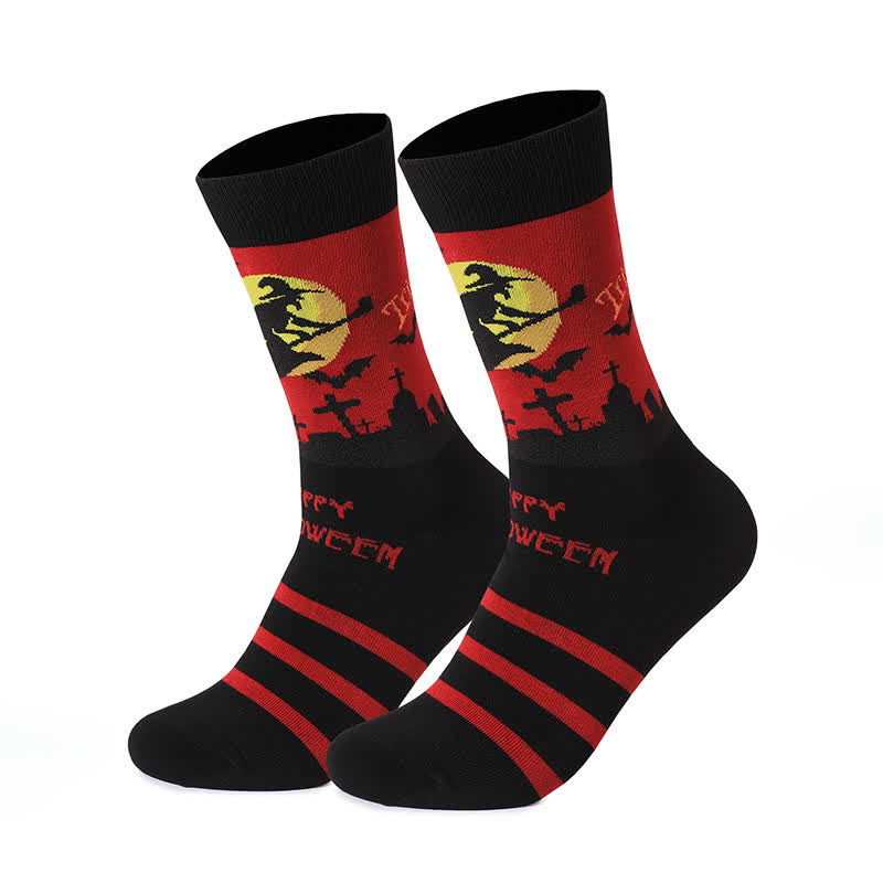 Chaussettes longues grande taille de la série Halloween Night (5 paires) - Vin - EU37-46 (US4-12) - image 4