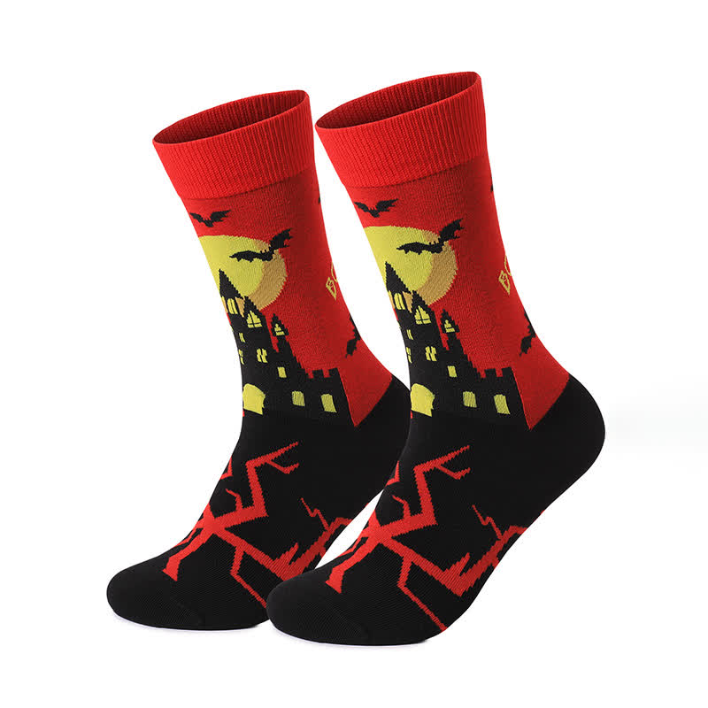 Chaussettes longues grande taille de la série Halloween Night (5 paires) - Rouge - EU37-46 (US4-12) - image 6