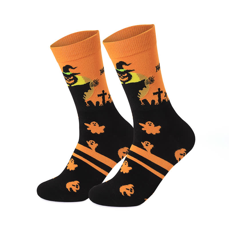 Chaussettes longues grande taille de la série Halloween Night (5 paires) - Jaune - EU37-46 (US4-12) - image 12