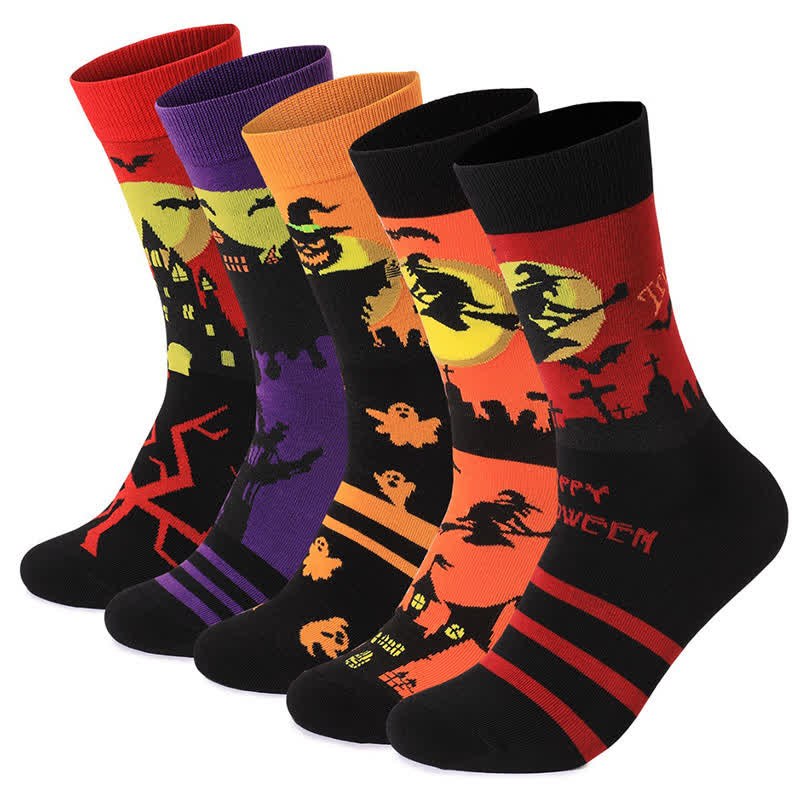 Chaussettes longues grande taille de la série Halloween Night (5 paires) - Multicolore - EU37-46 (US4-12) - image 2