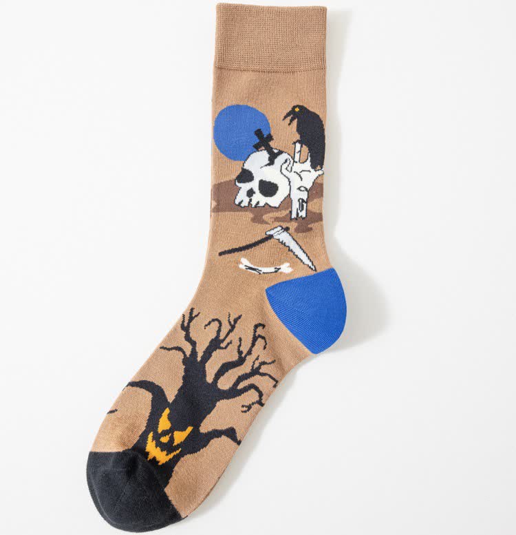 Chaussettes courtes à imprimé effrayant Halloween grande taille (5 paires) - Brun - EU41-46 (US7.5-12) - image 9