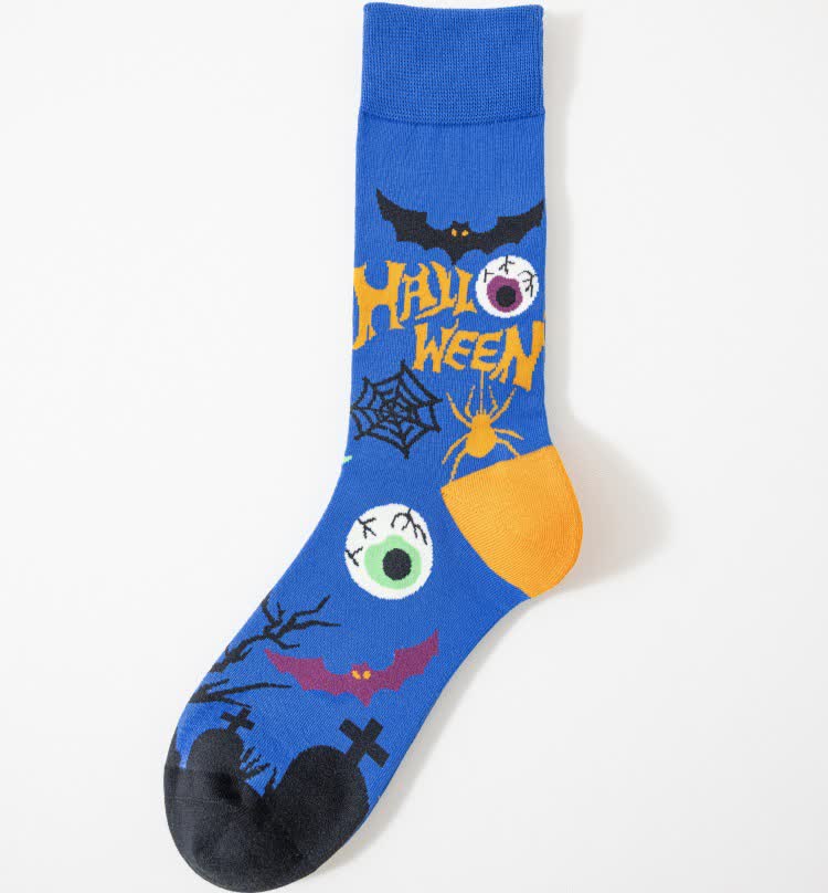 Chaussettes courtes à imprimé effrayant Halloween grande taille (5 paires) - Bleu - EU41-46 (US7.5-12) - image 10