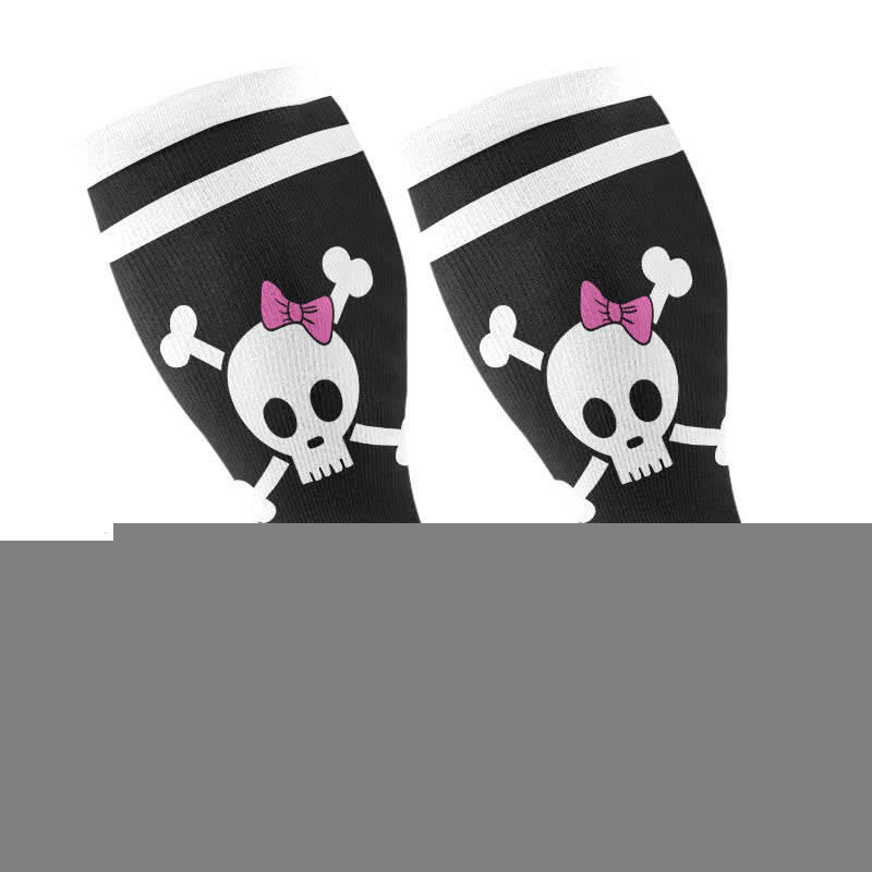 Chaussettes de compression grande taille à imprimé tête de mort pour Halloween - D - 4XL - image 9
