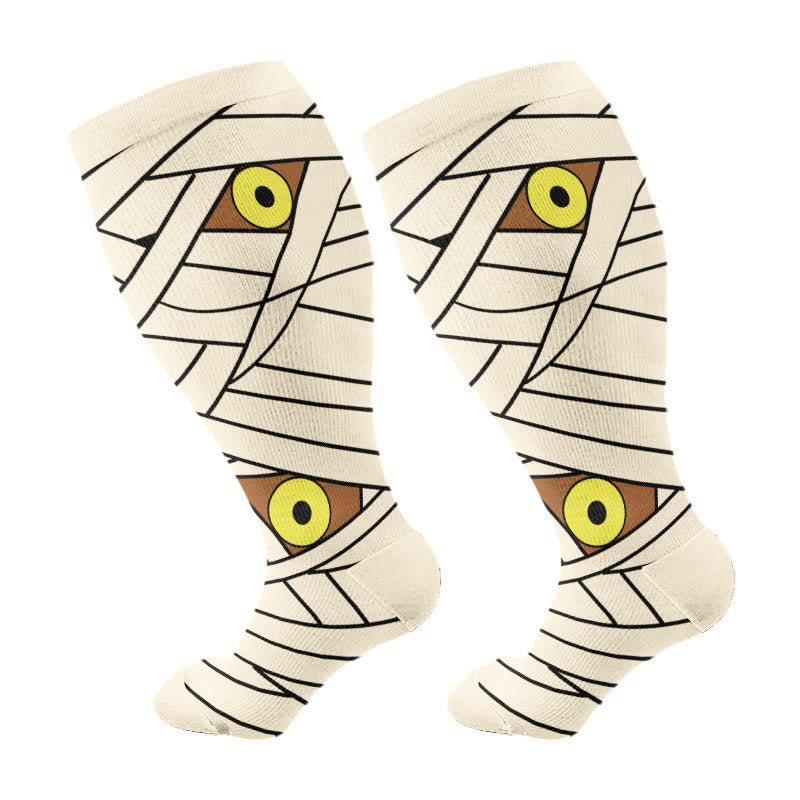 Chaussettes de compression amusantes Halloween grande taille (3 paires) - Beige (1 paire) - 4XL - image 7