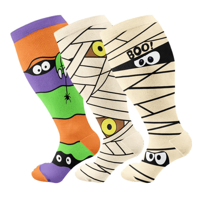 Chaussettes de compression amusantes Halloween grande taille (3 paires) - Multicolore - 4XL - image 2