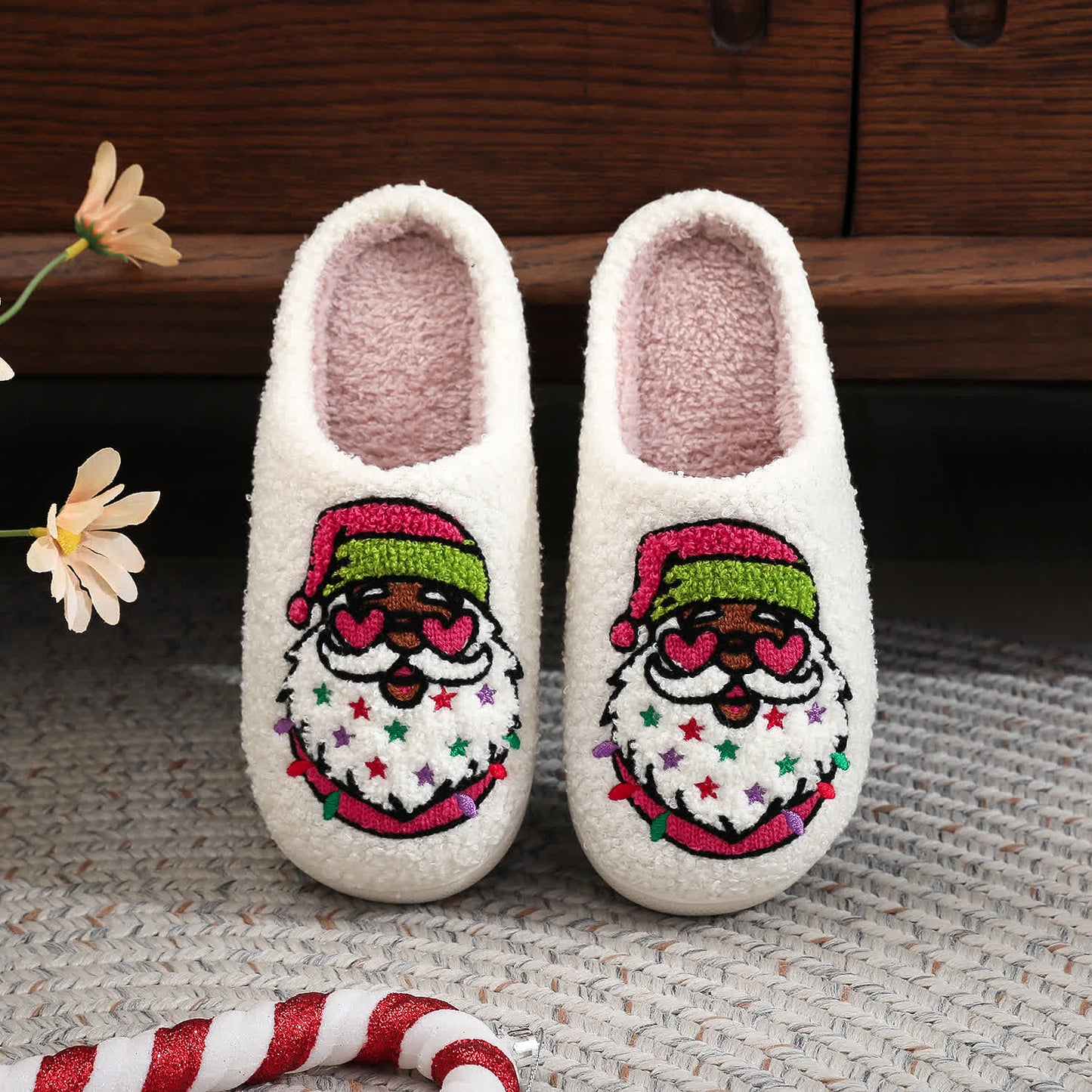 Chaussons de Noël grande taille à imprimé Père Noël - image 3