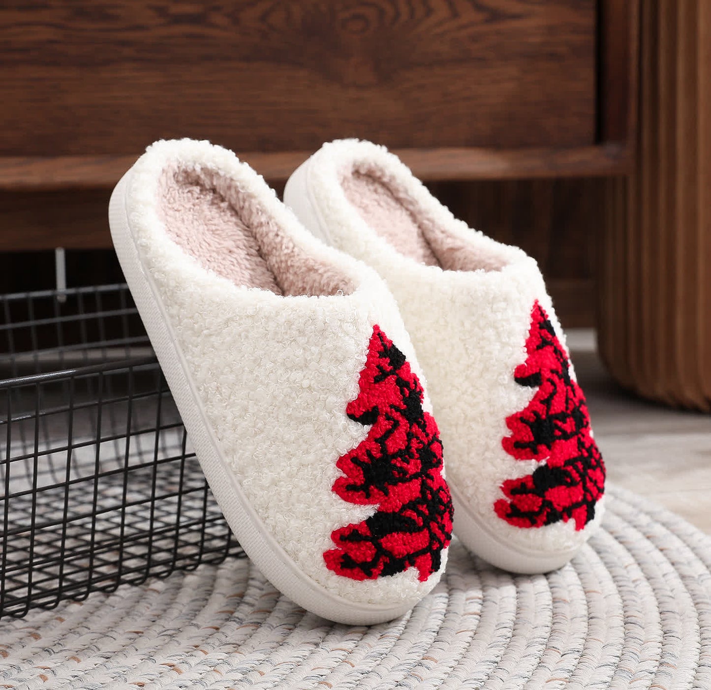 Chaussons grande taille à imprimé sapin de Noël - image 5