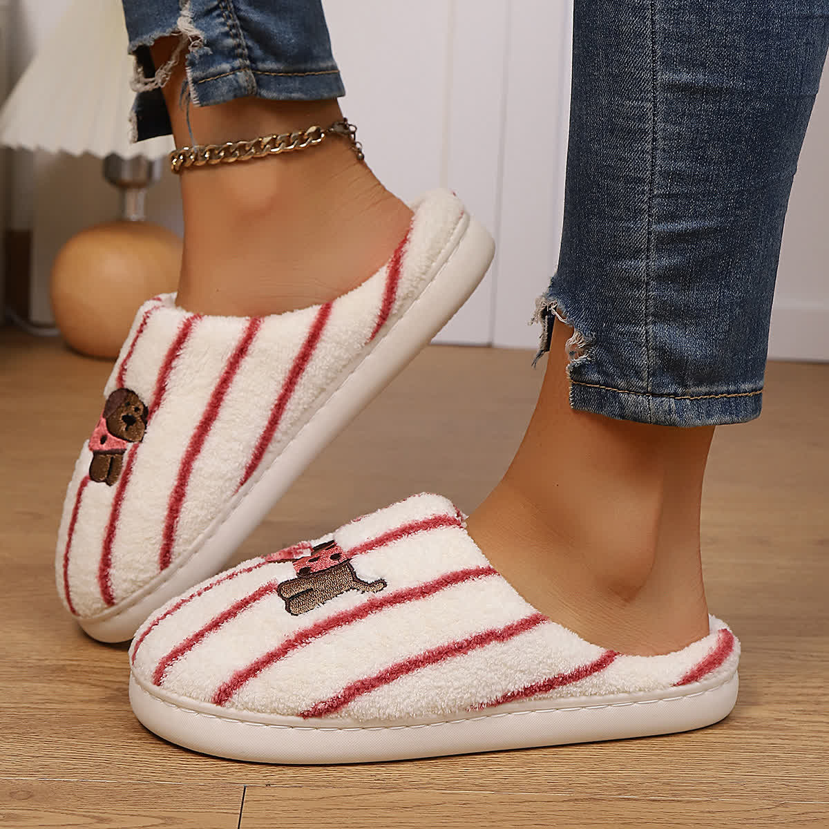 Chaussons à rayures et imprimé chien - image 16