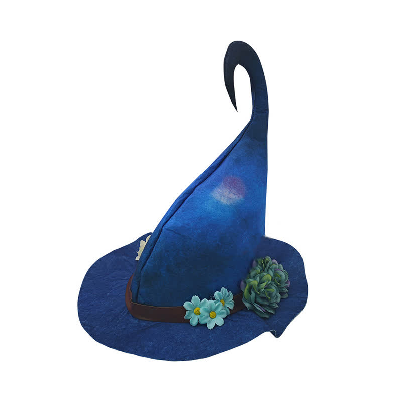 Chapeau de sorcière bleu à fleurs d'Halloween - image 5