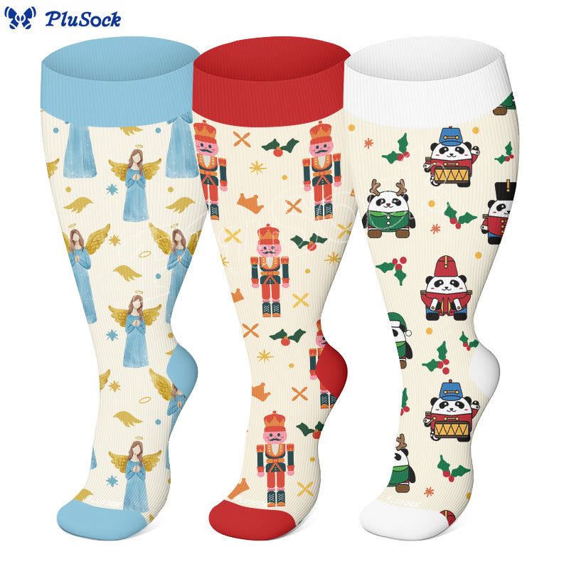 Chaussettes de compression Panda Angel grande taille (3 paires) - image 1
