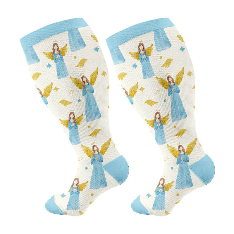 Chaussettes de compression Panda Angel grande taille (3 paires) - Bleu (1 paire) - 4XL - image 6