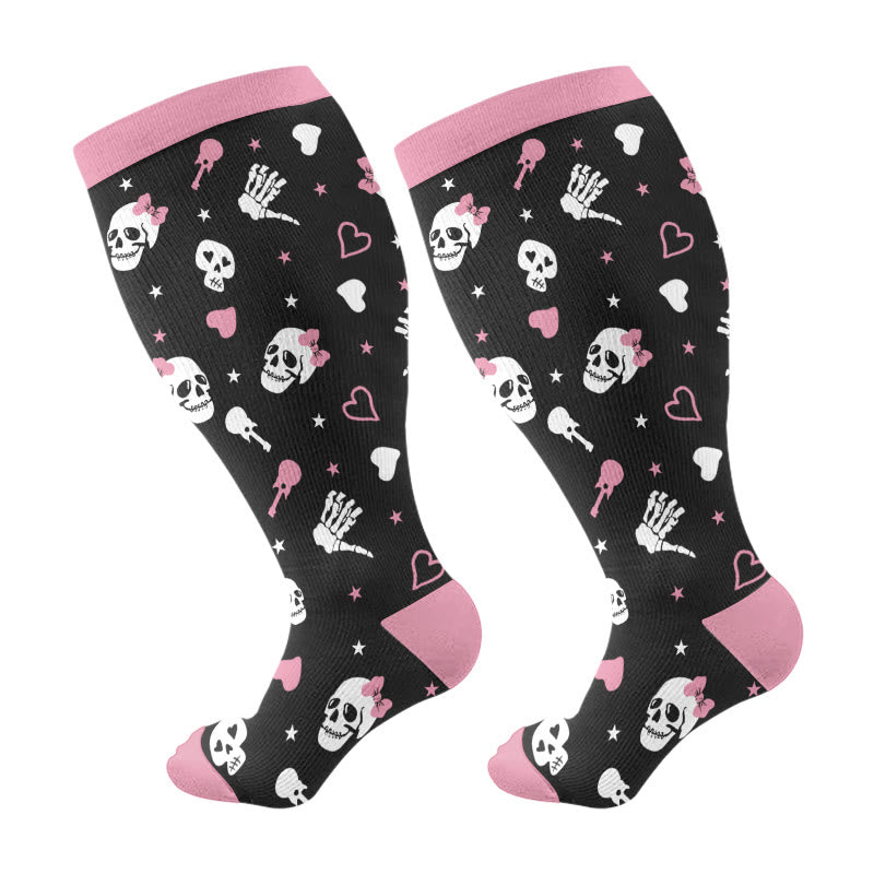 Chaussettes de compression grande taille motif animaux mignons d'Halloween (3 paires) - Rose (1 paire) - 4XL - image 6