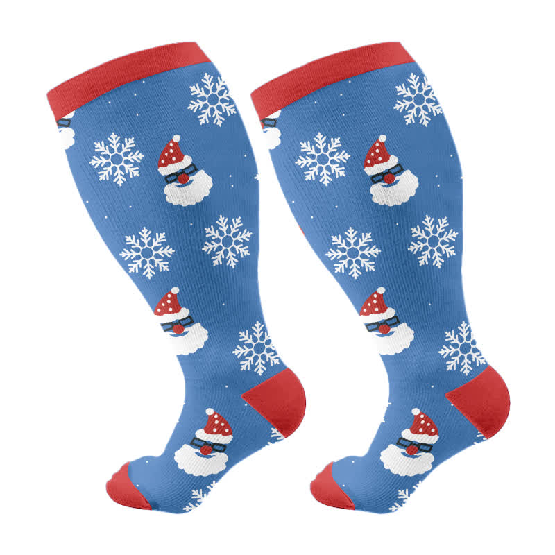 Chaussettes de compression Père Noël flocon de neige grande taille (3 paires) - Bleu (1 paire) - 4XL - image 6