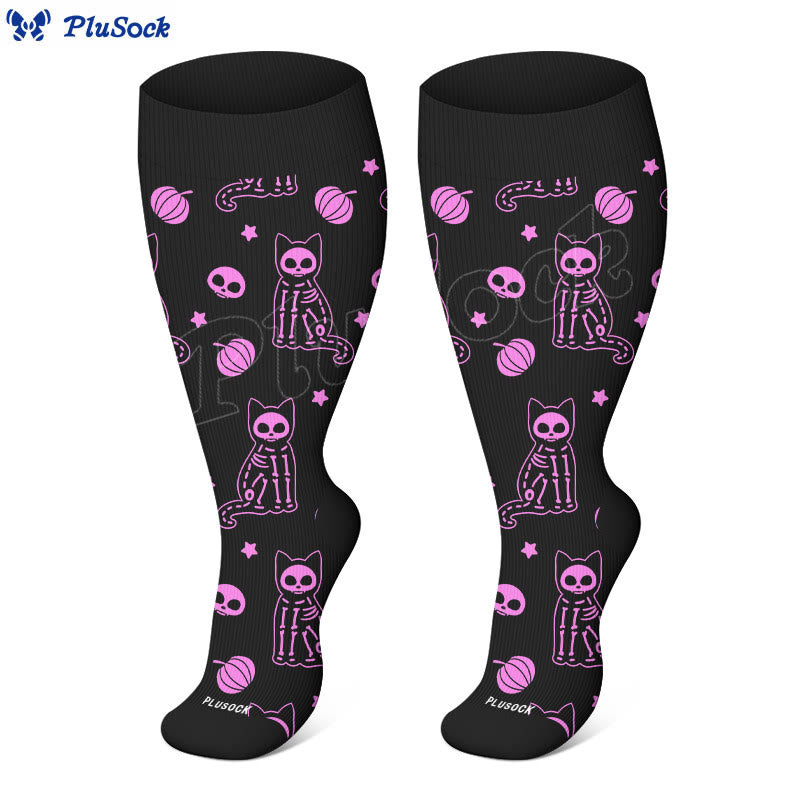 Chaussettes de compression grande taille motif chat à rayons X (3 paires) - image 4