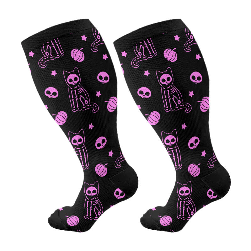 Chaussettes de compression grande taille motif chat à rayons X (3 paires) - Violet (1 paire) - 4XL - image 8