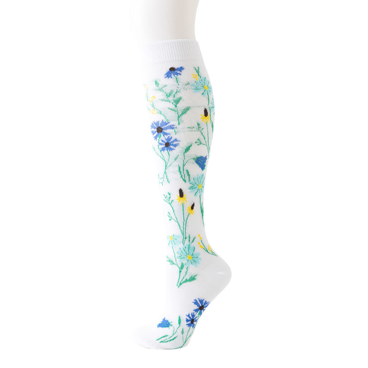 Chaussettes de compression à motif floral blanc (6 paires) - Bleu - L/XL - image 7
