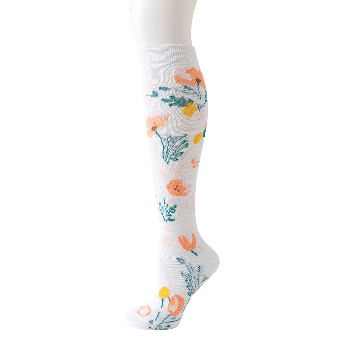 Chaussettes de compression à motif floral blanc (6 paires) - Orange - L/XL - image 4