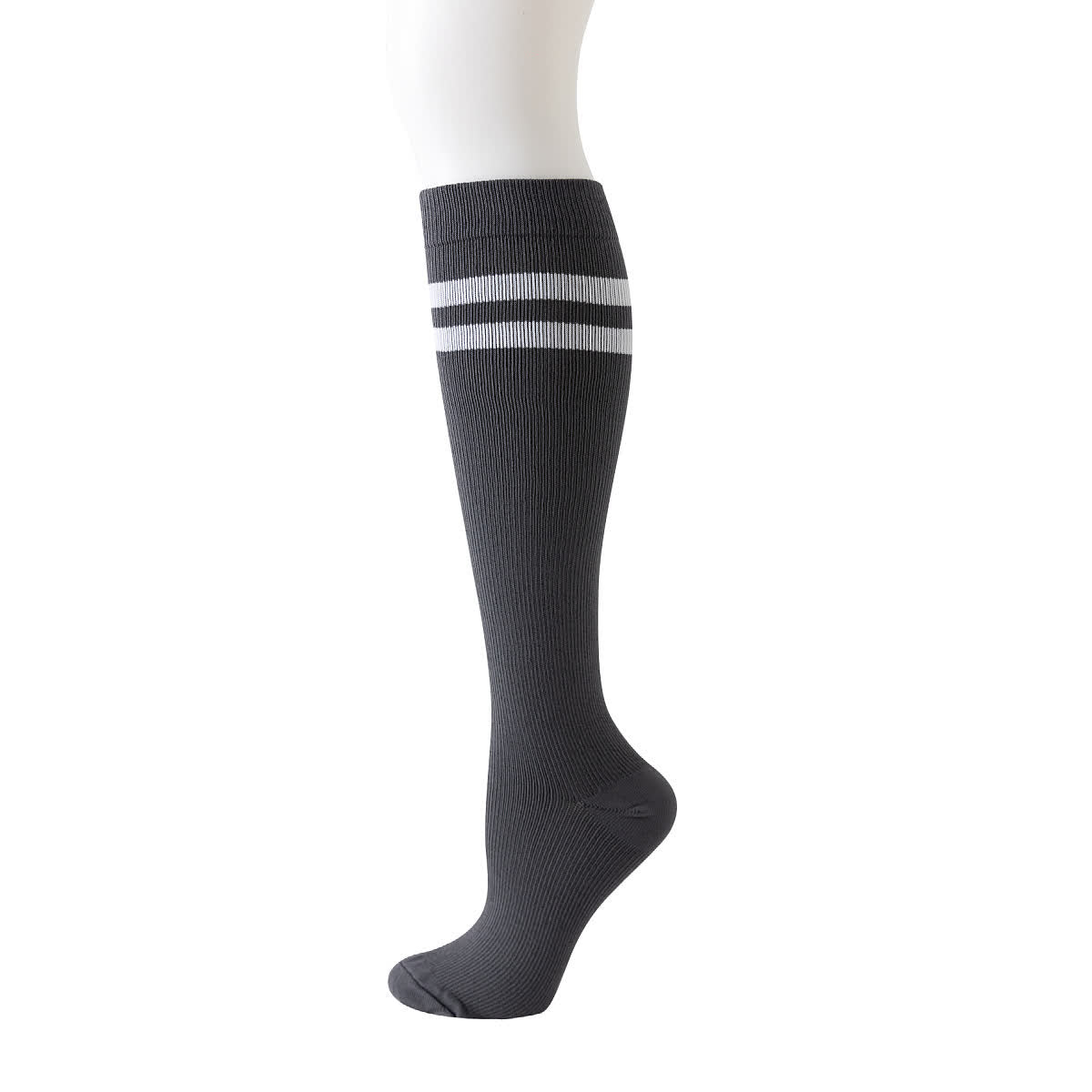 Chaussettes de compression hautes rayées (6 paires) - Gris - L/XL - image 3