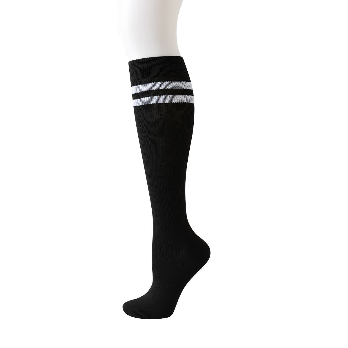Chaussettes de compression hautes rayées (6 paires) - Noir - L/XL - image 2