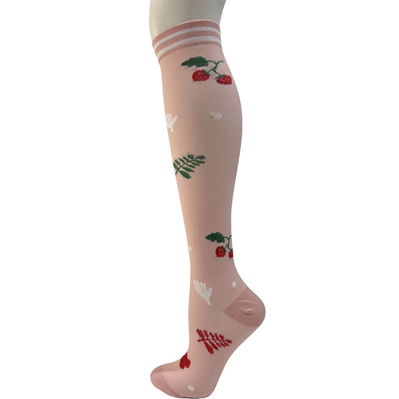 Chaussettes de compression à rayures florales (6 paires) - Rose - S/M - image 4