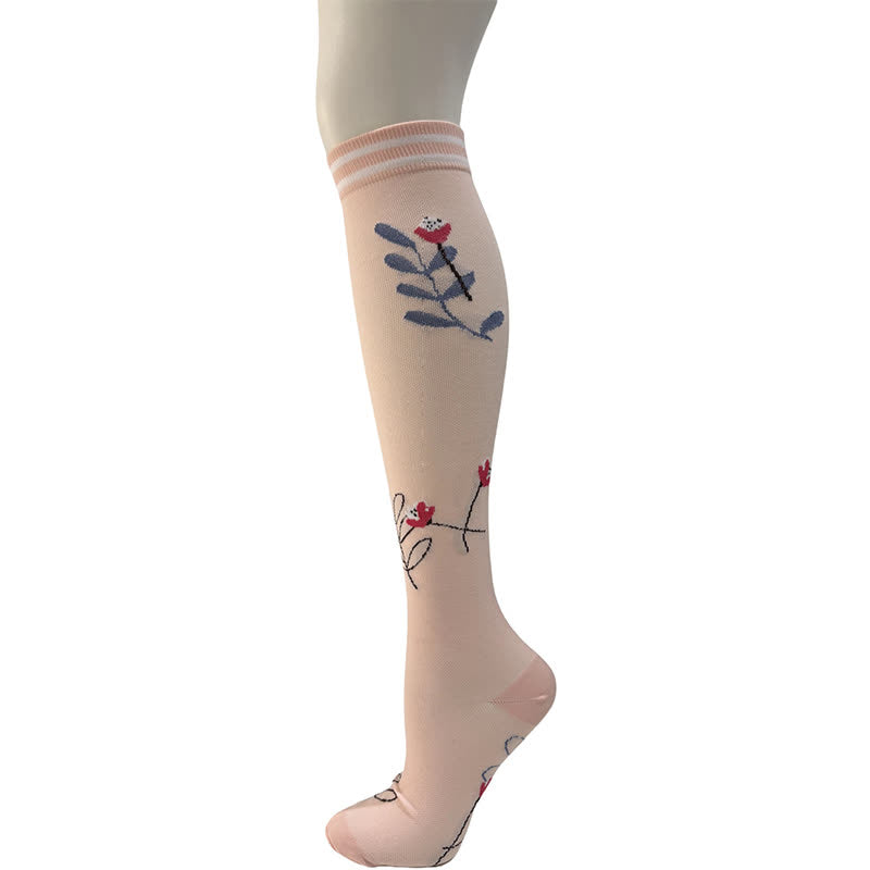 Chaussettes de compression à rayures florales (6 paires) - Rose clair - S/M - image 7