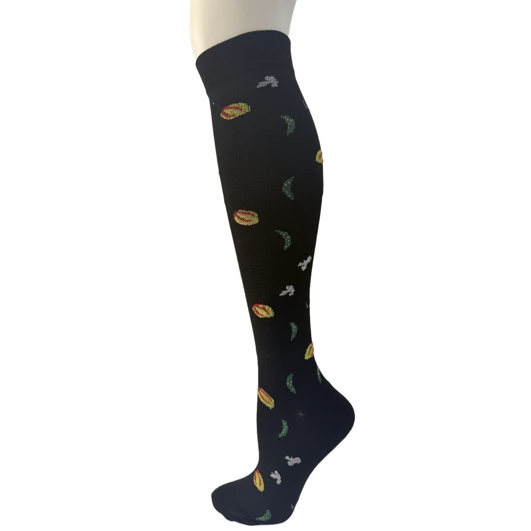 Chaussettes de compression montantes à motif floral noir et blanc (6 paires) - B - S/M - image 2