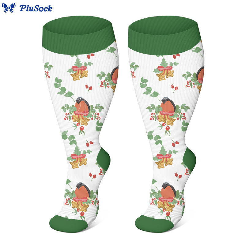 Chaussettes de compression oiseaux de Noël grande taille (3 paires) - image 2