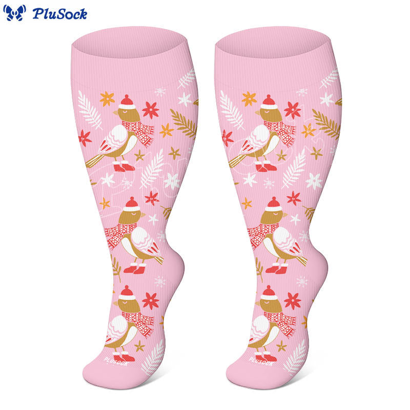 Chaussettes de compression oiseaux de Noël grande taille (3 paires) - image 3