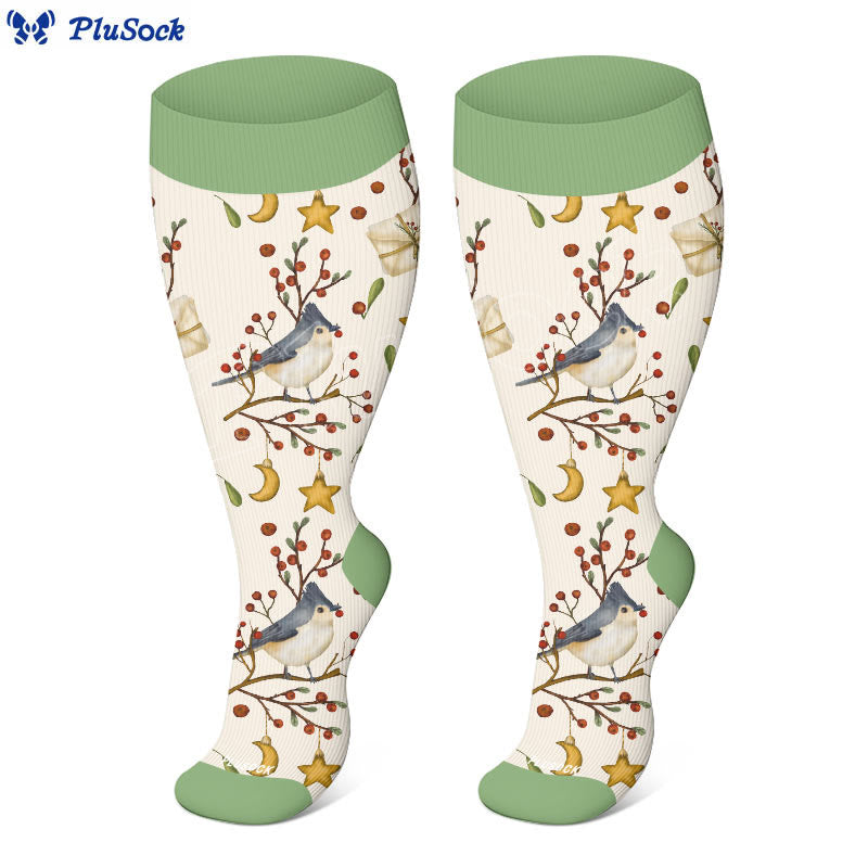 Chaussettes de compression oiseaux de Noël grande taille (3 paires) - image 4
