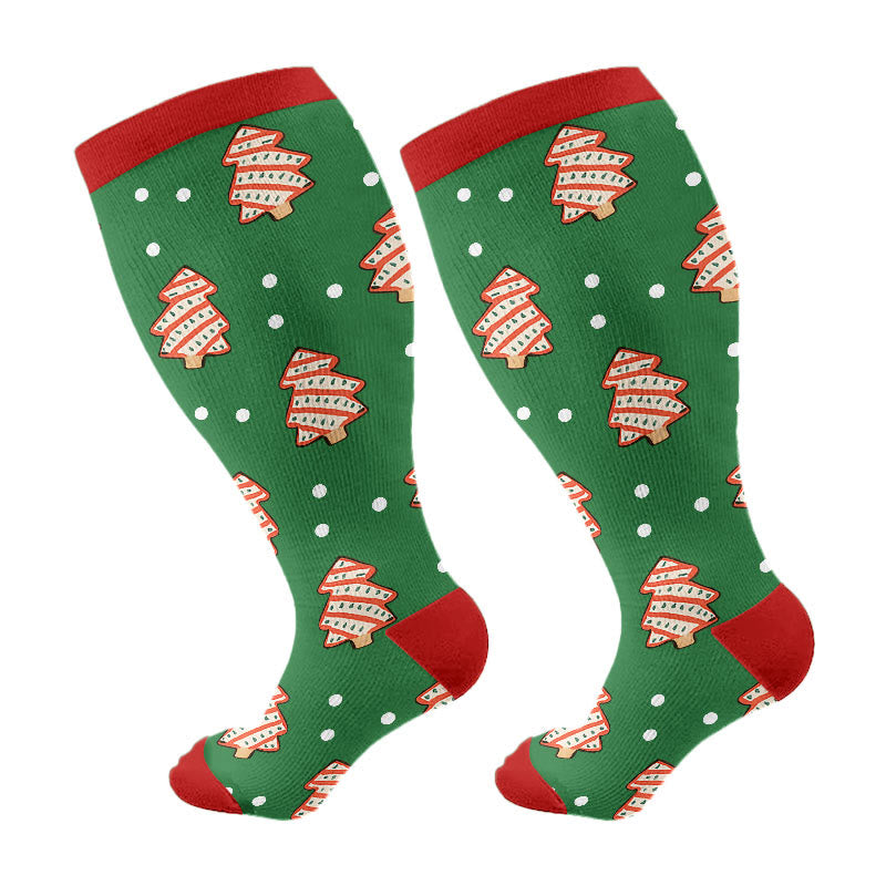 Chaussettes de compression « Joyeux Noël » grandes tailles - Vert - 4XL - image 7