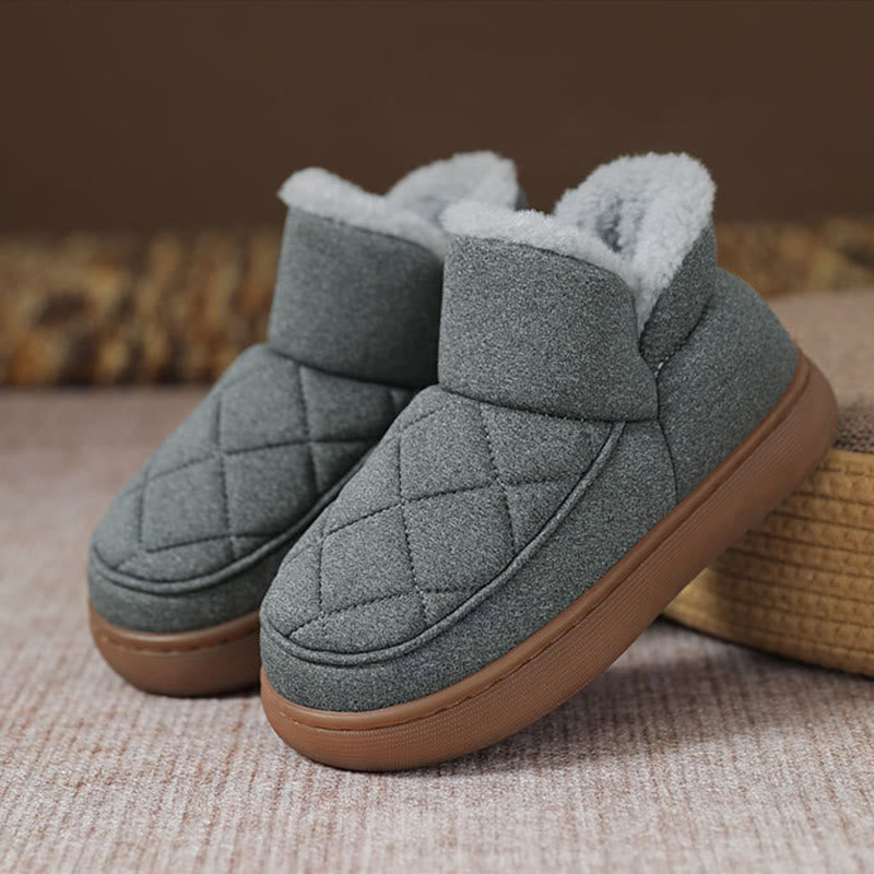 Pantoufles à carreaux en peluche grande taille - Gris - EU45-46(US11-12) - image 16