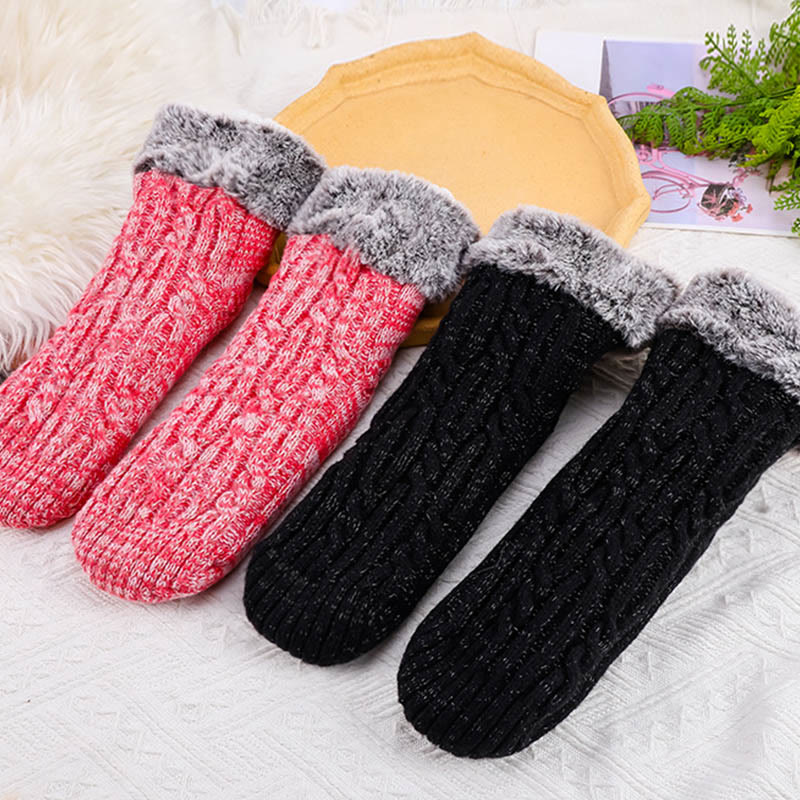 Chaussettes-chaussons grandes tailles avec revers en polaire - image 6