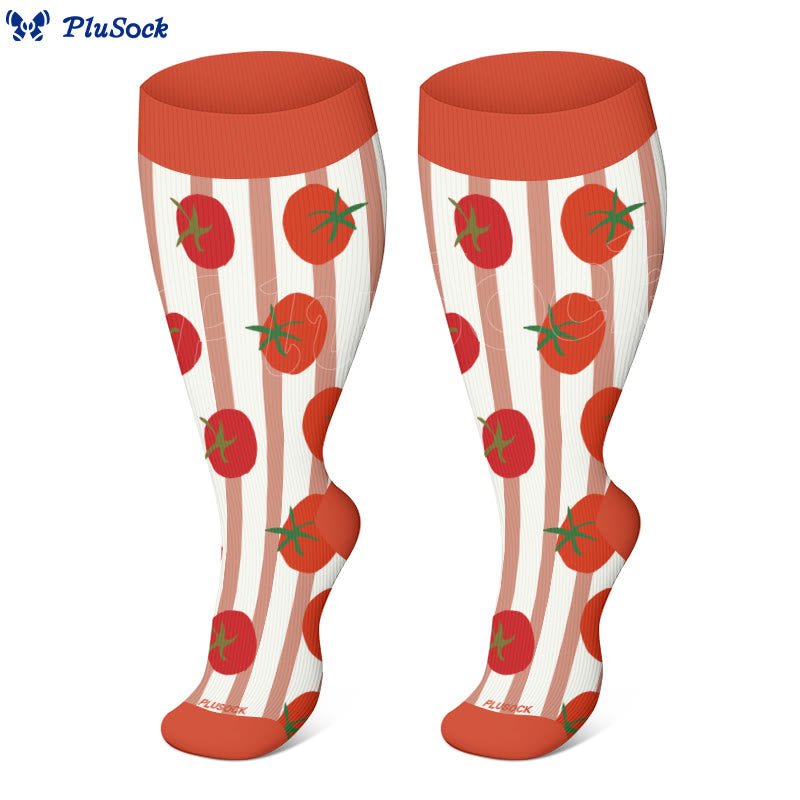 Chaussettes de compression grandes tailles à motifs pommes, bananes et tomates (3 paires) - image 7