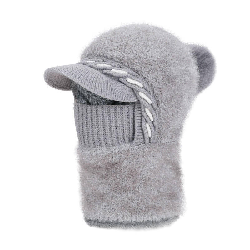 Bonnet trappeur en polaire chaude avec écharpe à capuche - Gris - One Size - image 16