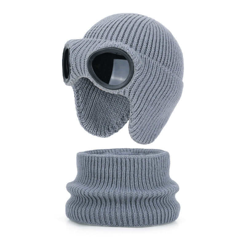 Écharpe unisexe, bonnet et lunettes de protection - Gris - One Size - image 21