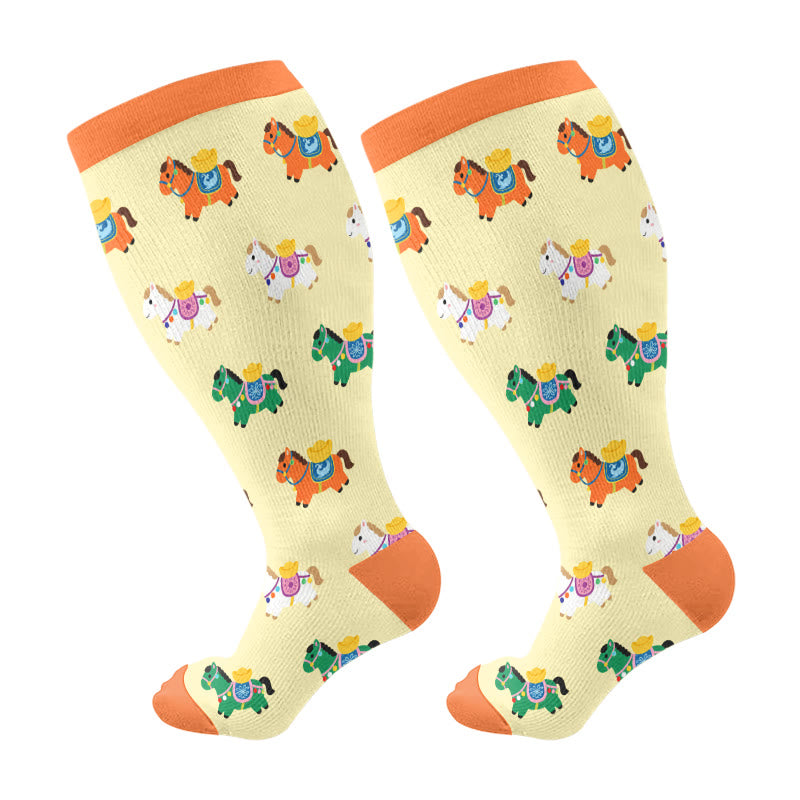 Chaussettes de compression Lucky Pony grandes tailles (3 paires) - Orange (1 paire) - 4XL - image 7
