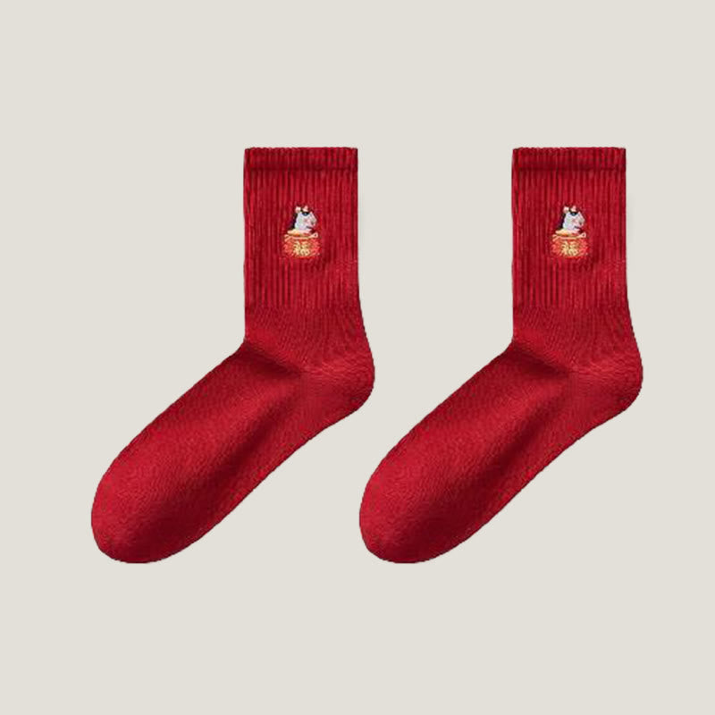 Chaussettes rouges porte-bonheur (5 paires) - image 13