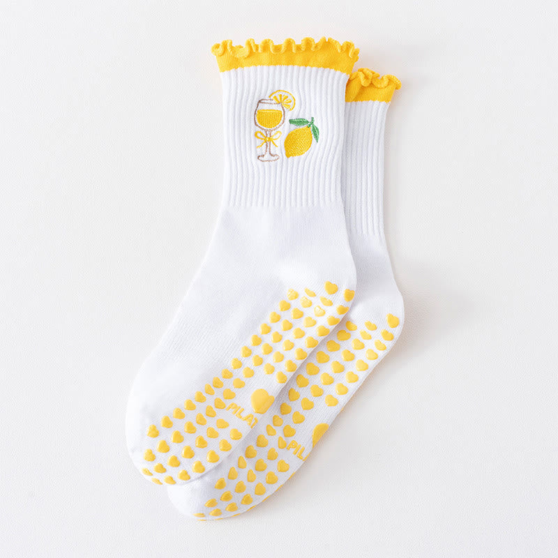 Chaussettes antidérapantes de la série Fruit (3 paires) - Jaune - EU36-40(US3-7) - image 13