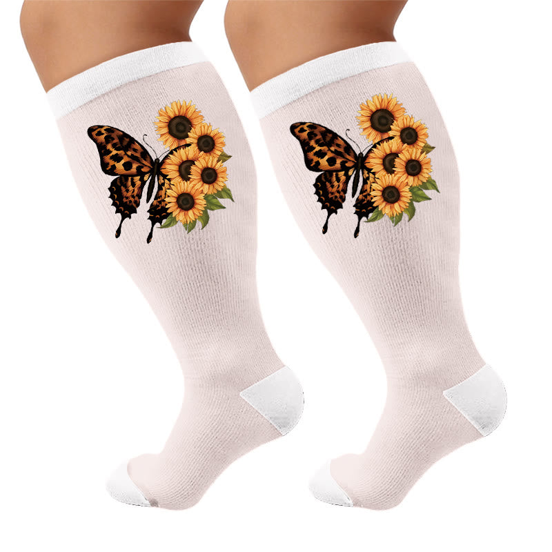 Chaussettes de compression grandes tailles à motif cœur et papillon - Papillon (1 paire) - 4XL - image 7