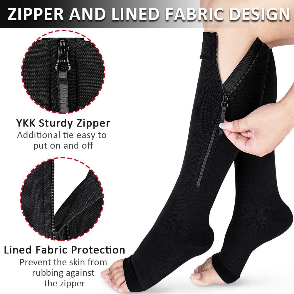 Chaussettes de compression graduée à fermeture éclair et bout ouvert - image 3