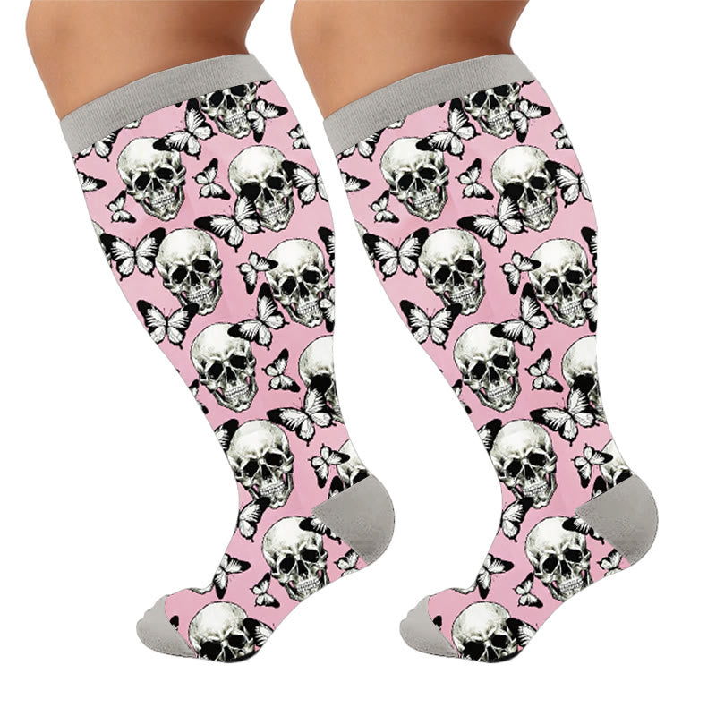 Chaussettes de compression grandes tailles à motif tête de mort amusant - Crâne (1 paire) - 4XL - image 7