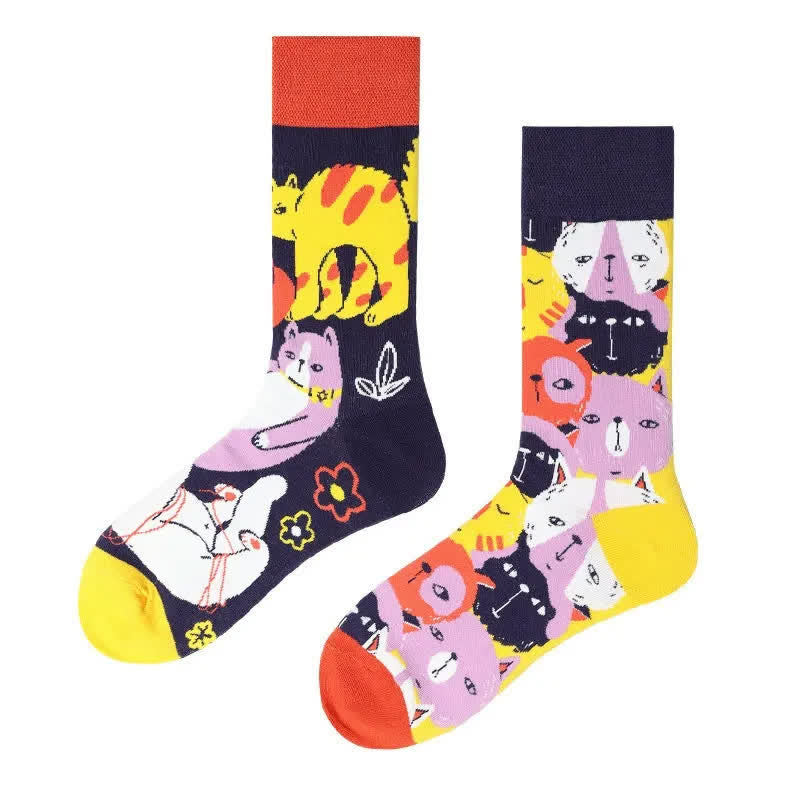 Chaussettes Fun Cat Cartoon Quarter - image 1