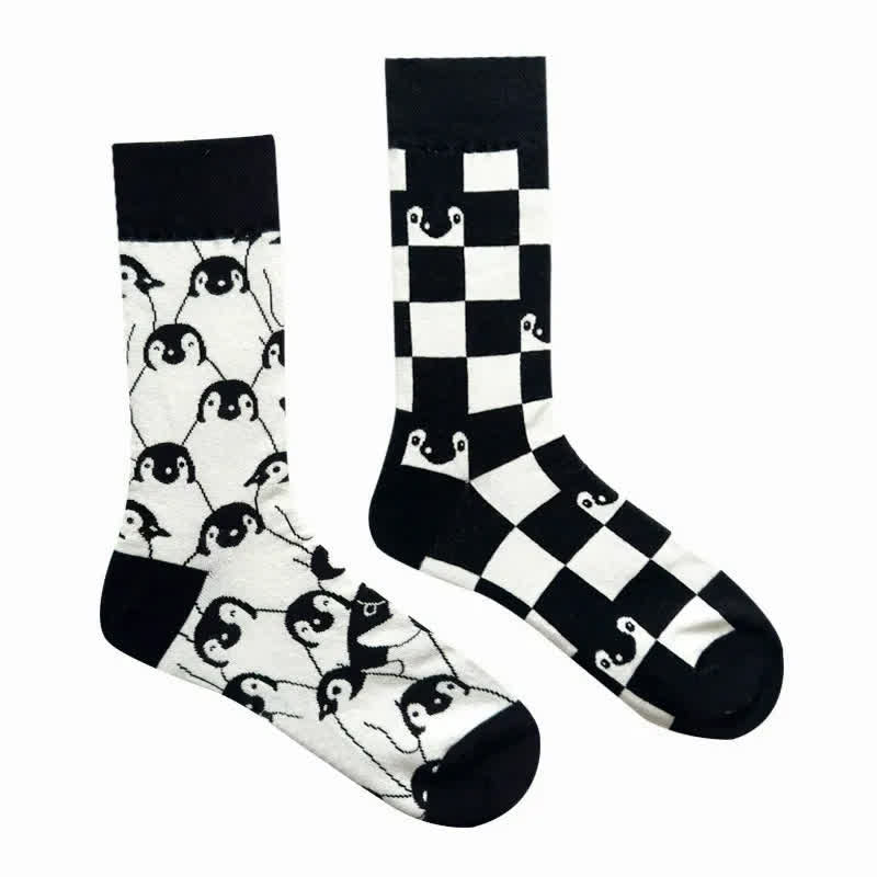 Chaussettes à carreaux Penguin Cartoon Quarter - image 1