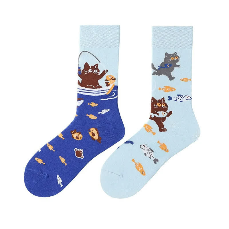 Chaussettes courtes mignonnes en forme de poisson-chat - image 1