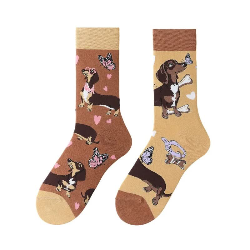 Chaussettes courtes à motif teckel joueur - image 1