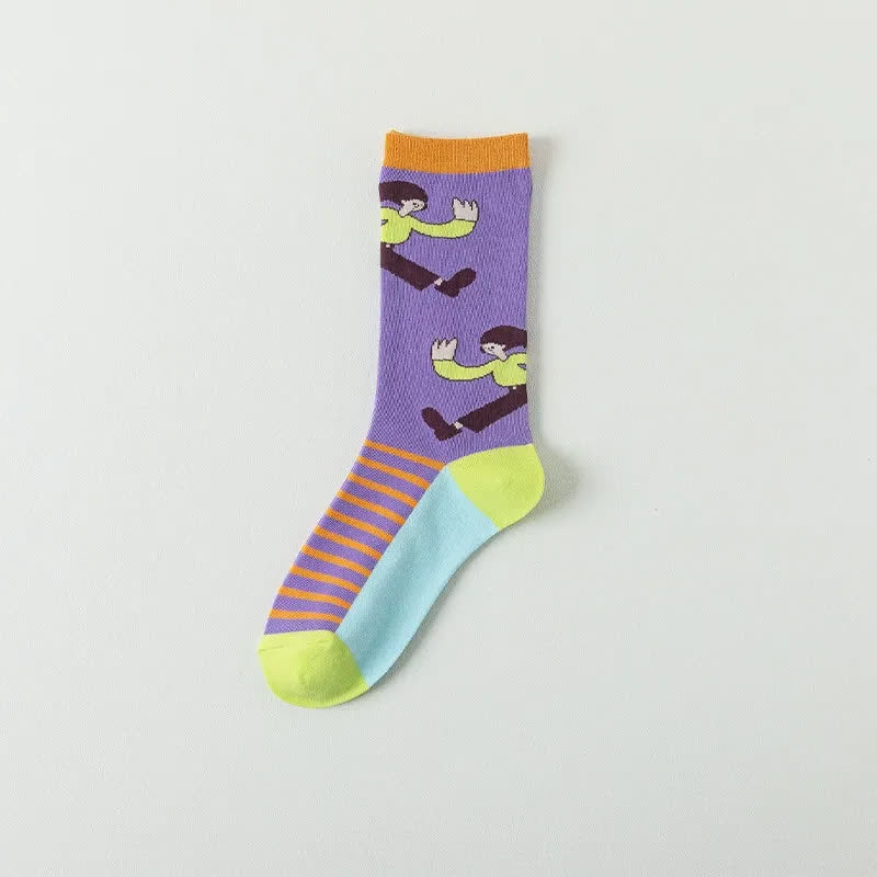 Chaussettes courtes à motifs de personnages de dessins animés mignons (4 paires) - Violet - EU36-40(US3-7) - image 10