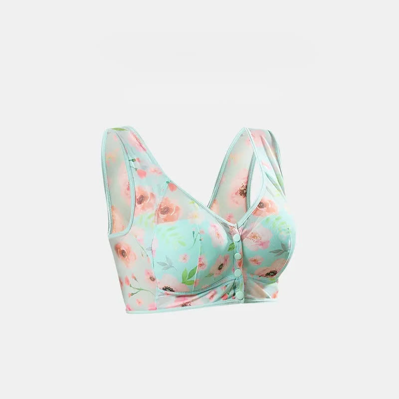 Soutien-gorge sans armatures à fermeture florale sur le devant - Vert - 6L - image 4
