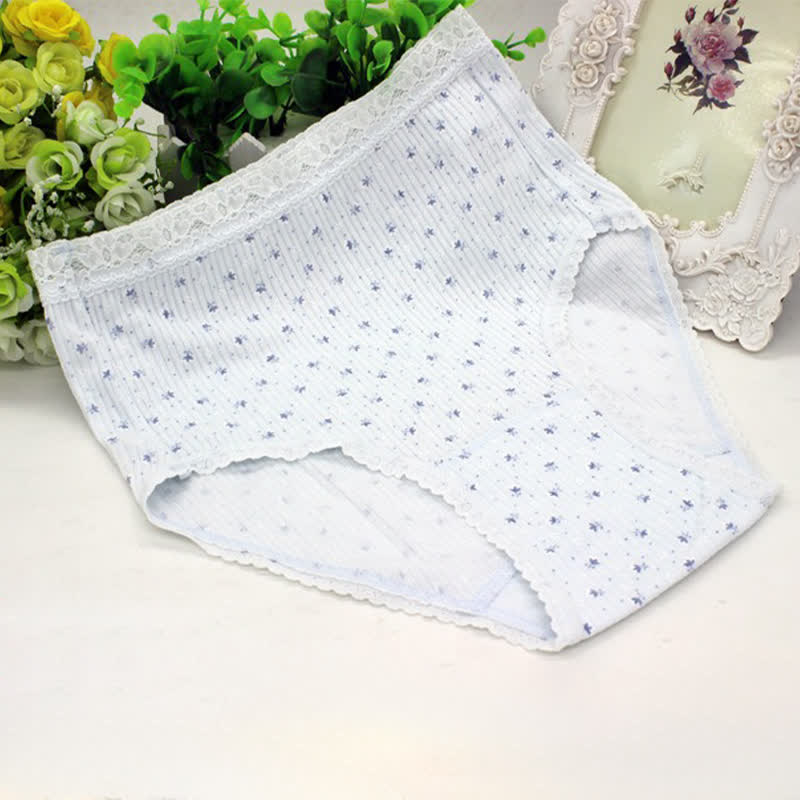 Culottes en coton taille haute en dentelle florale (lot de 3) - Bleu - XXXL - image 7